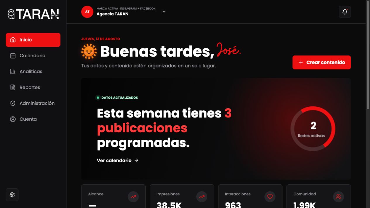 Panel de TARAN SOCIAL